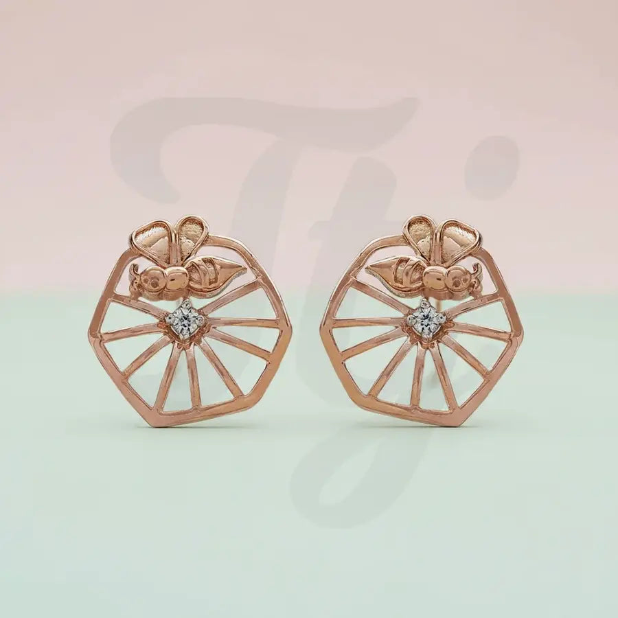 Bee & Flower Gold Earrings