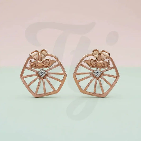 Bee & Flower Gold Earrings