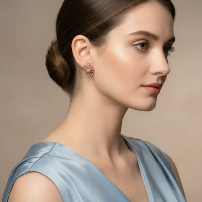 Bee & Flower Gold Earrings