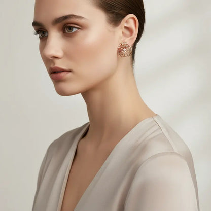 Bee & Flower Gold Earrings