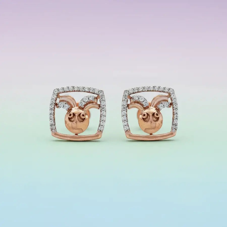 Bunny Figure Gold Earrings