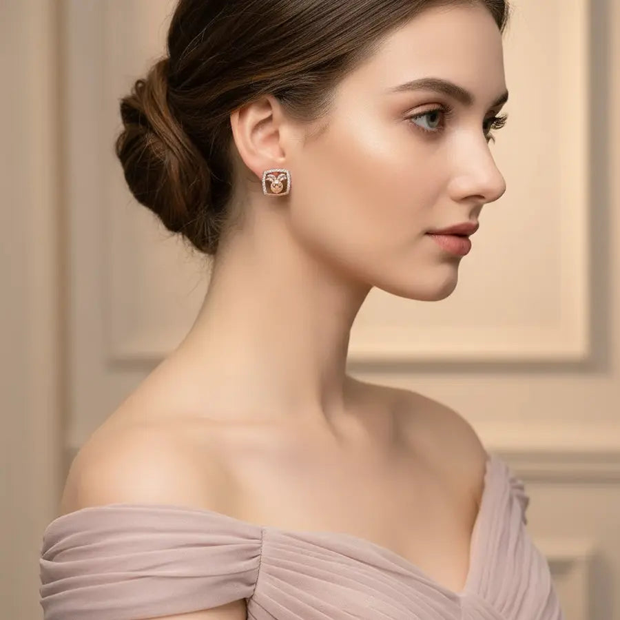 Bunny Figure Gold Earrings