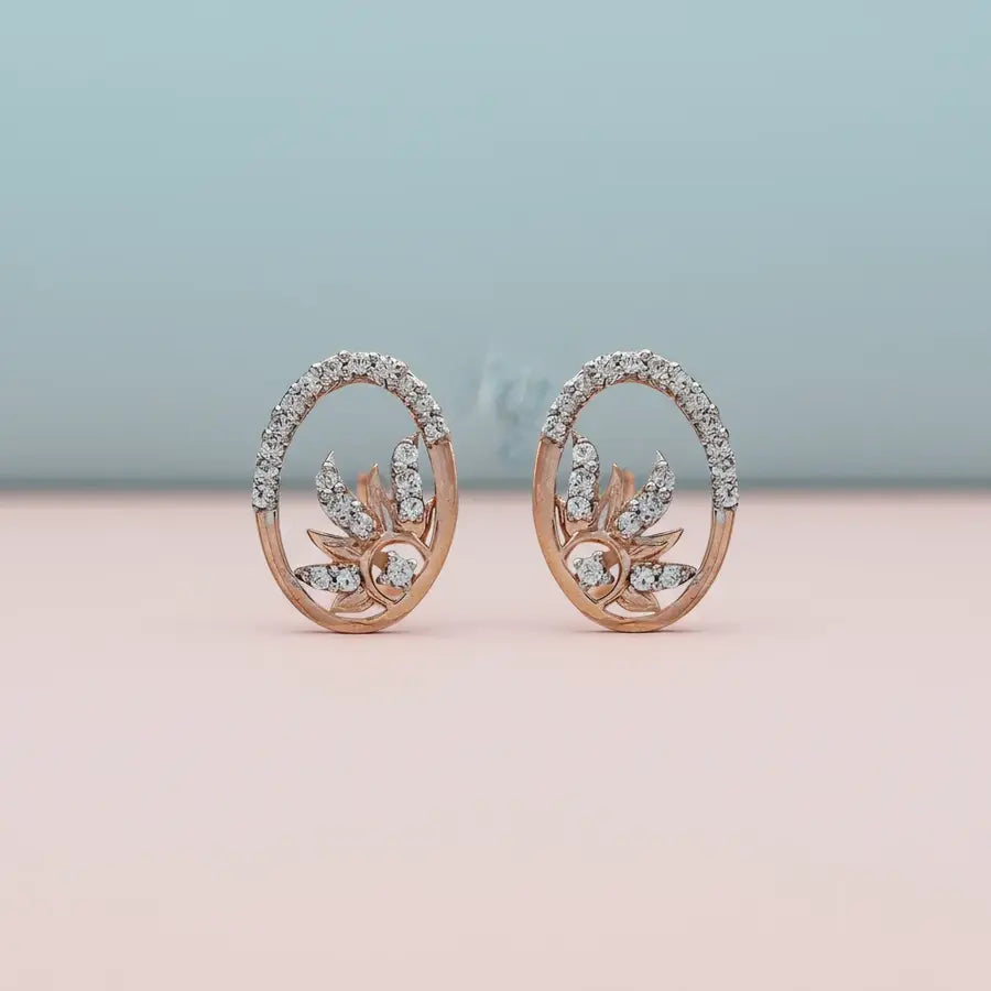 Long Petal Flower Gold Earrings
