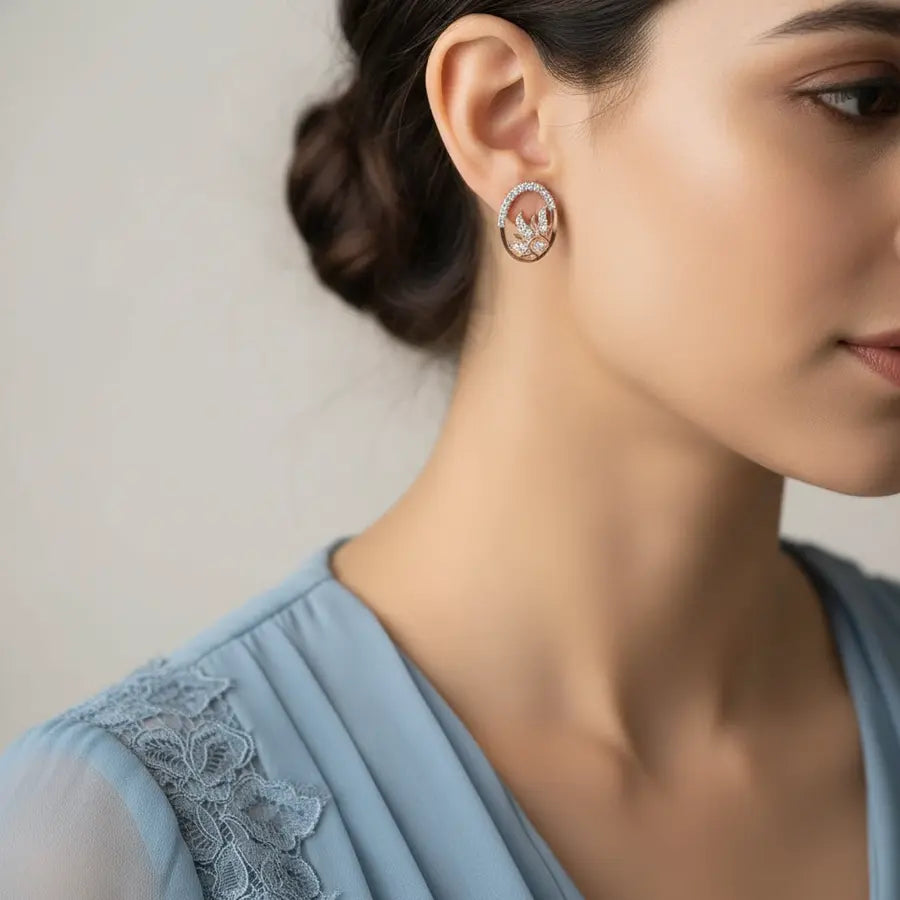 Long Petal Flower Gold Earrings