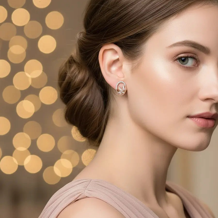 Long Petal Flower Gold Earrings