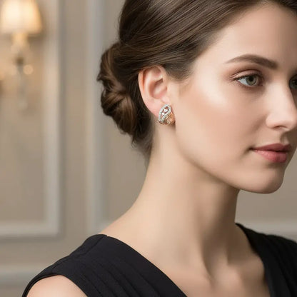 Peacock Feather Gold Earrings