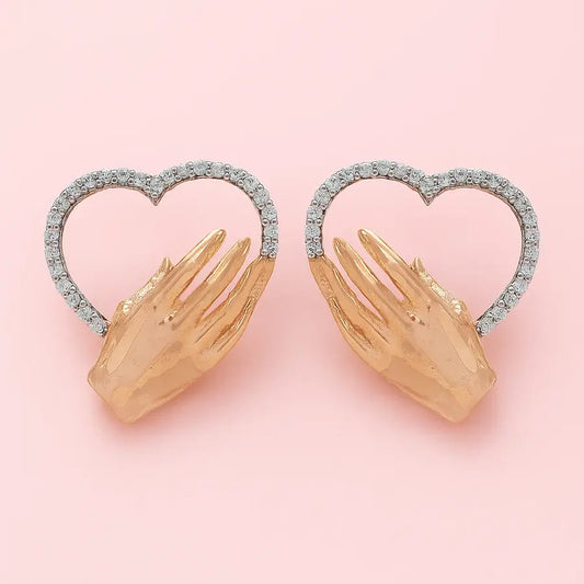 Hand Heart Gold Earrings