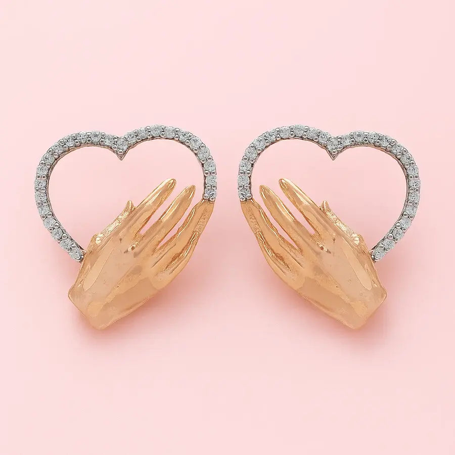 Hand Heart Gold Earrings