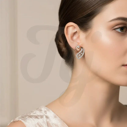 Stone Feather Lite Curve Gold Earrings