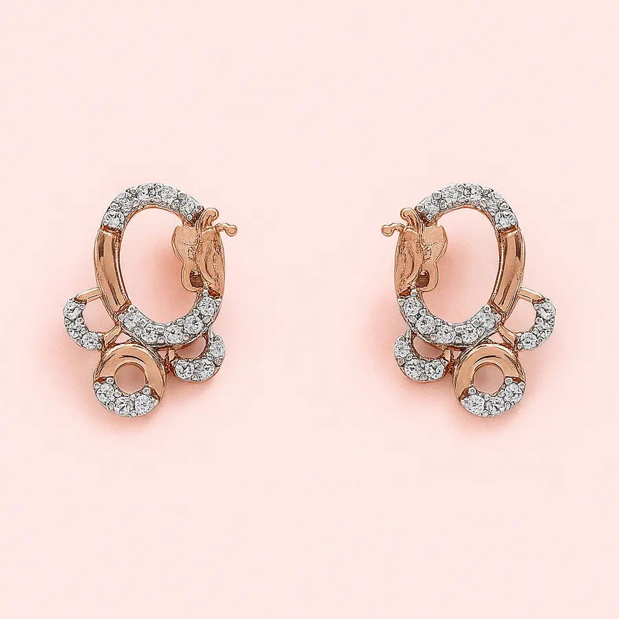 Oval Butterfly Semi-Circle Gold Earrings