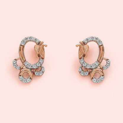 Oval Butterfly Semi-Circle Gold Earrings