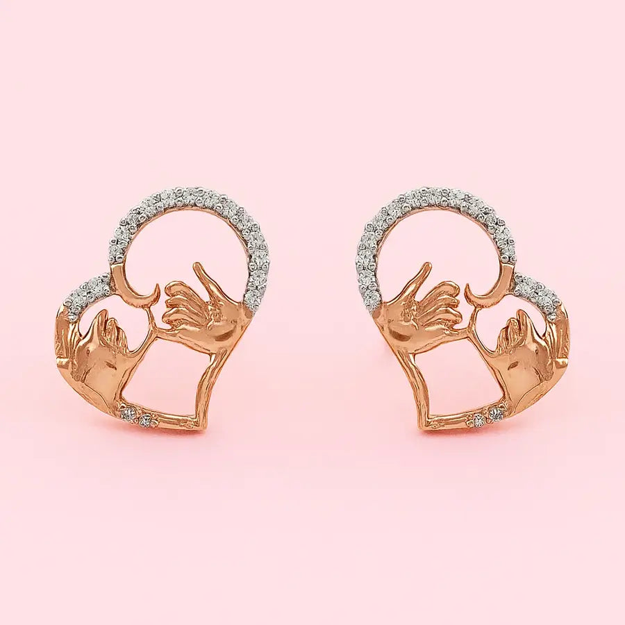 Pinky Promise Heart Gold Earrings