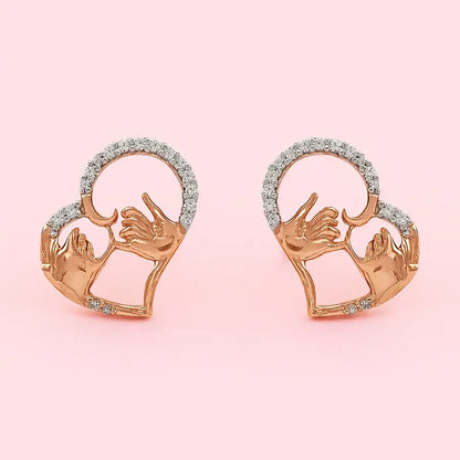 Pinky Promise Heart Gold Earrings