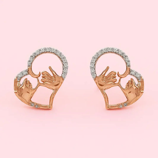 Pinky Promise Heart Gold Earrings