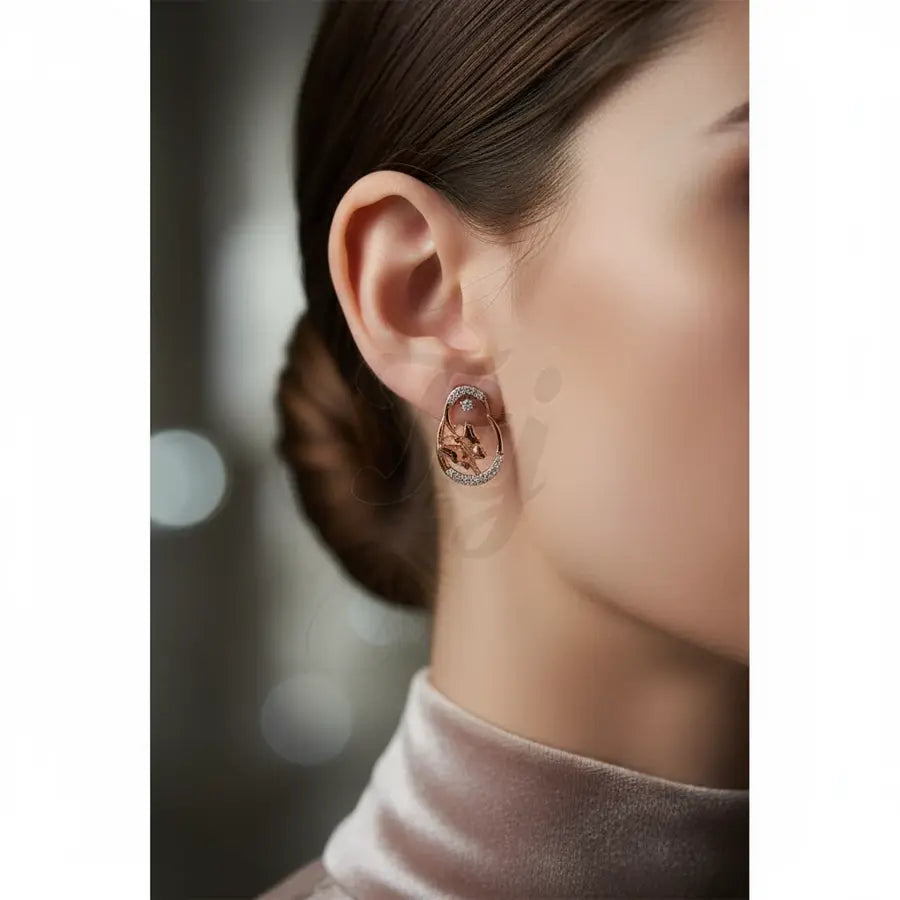 Oval Butterfly Gold Earrings
