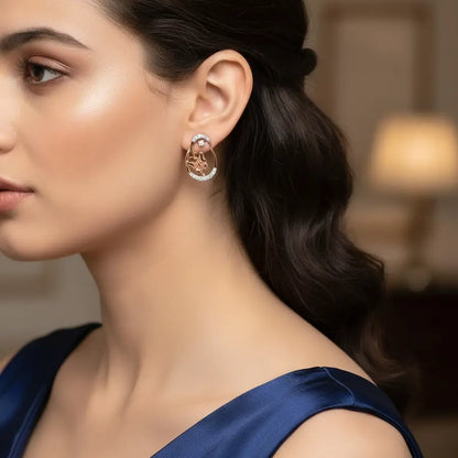 Oval Butterfly Gold Earrings