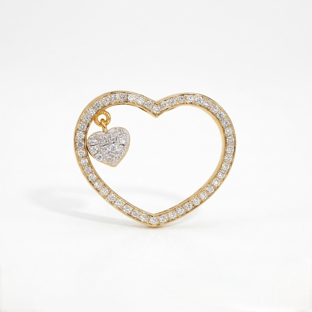 Timeless Open Heart Charm Sparkle Diamond Gold Pendant