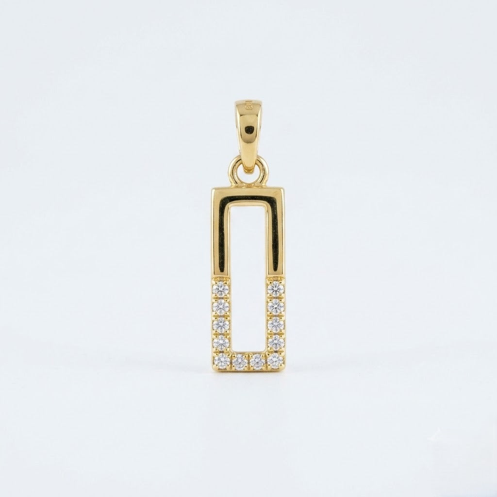 Modern Recta Spark Pendant Diamond Gold Pendant