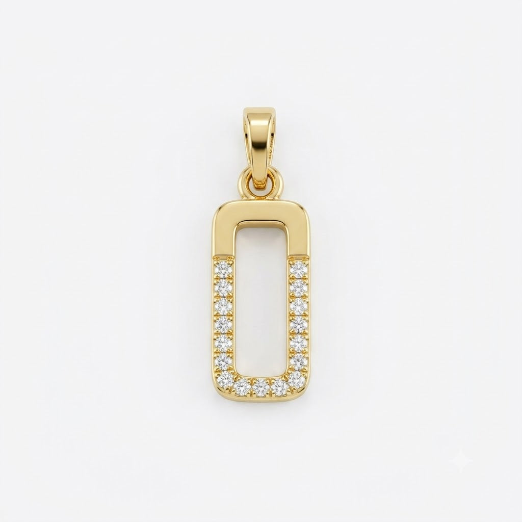 Sleek Rectangular Sparkle Pendant Diamond Gold Pendant