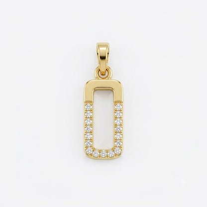 Sleek Rectangular Sparkle Pendant Diamond Gold Pendant