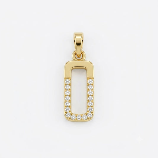 Sleek Rectangular Sparkle Pendant Diamond Gold Pendant