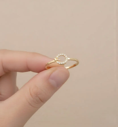 Circular Loop Accent Sparkle Diamond Gold Ring