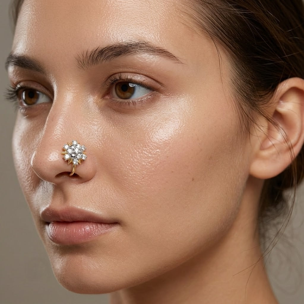 Floral cluster bust Diamond Nose Pin
